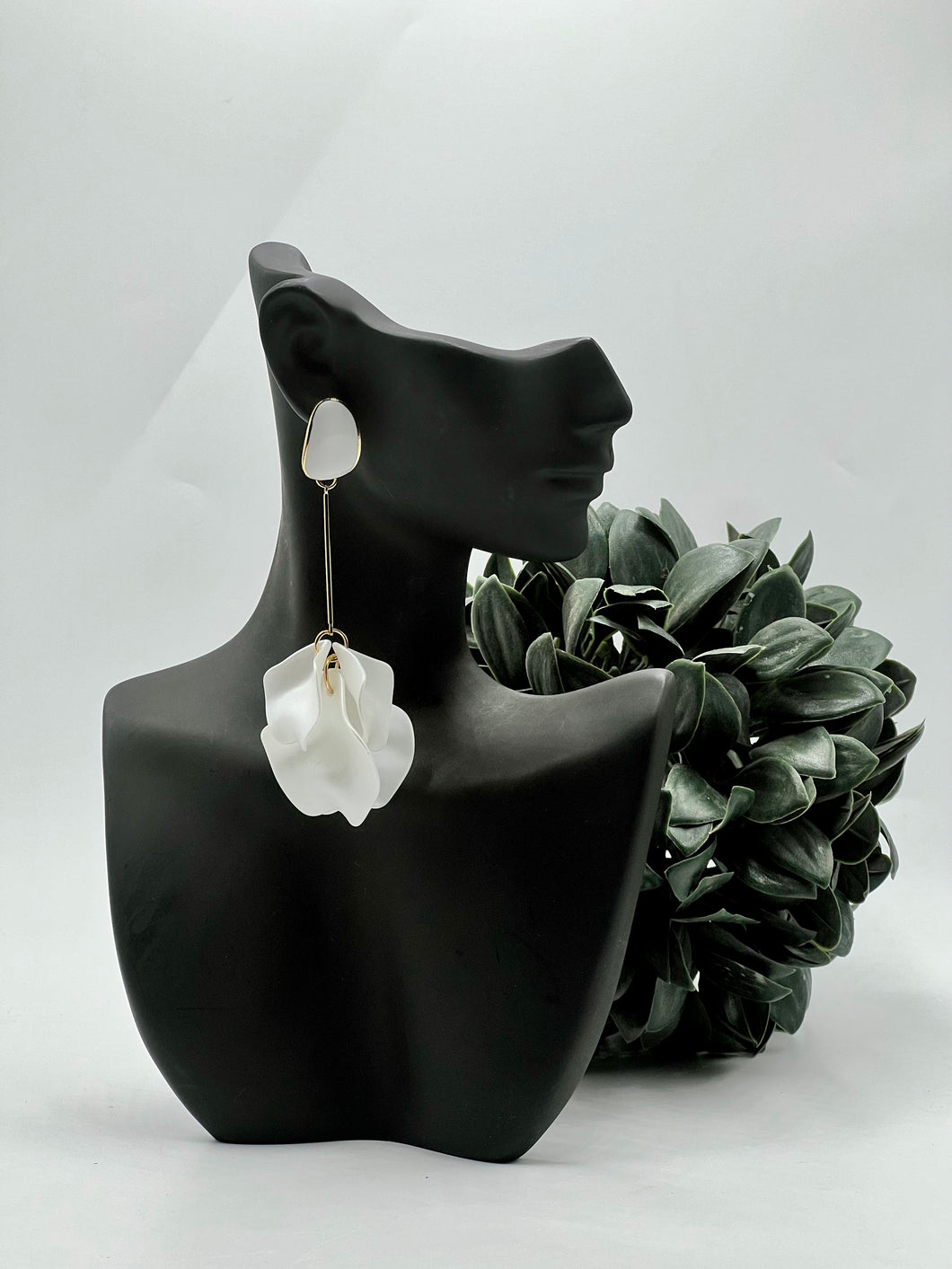 White Lily Flower Earrings