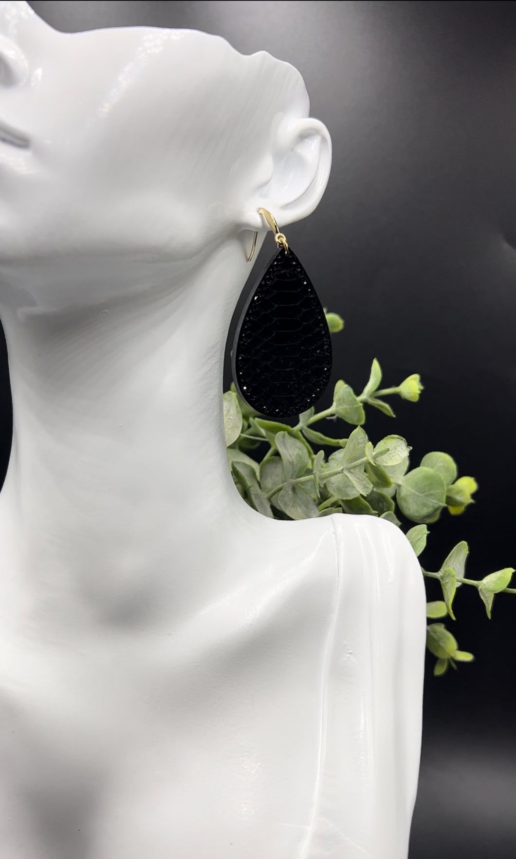 Black Snake Skin Earrings