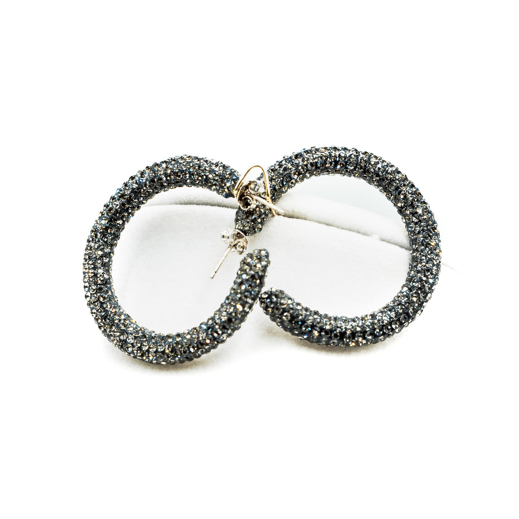 Black Crystal Hoop Earrings